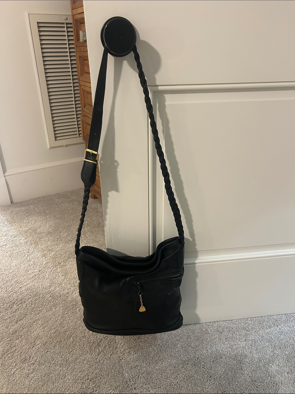 Elegant Black Braided-Strap Shoulder Bag